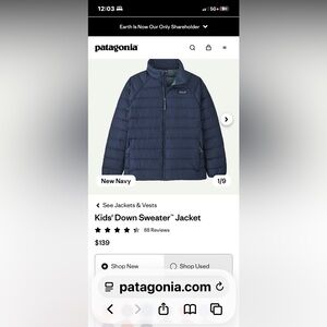 Patagonia Down Sweater Jacket Big Kids’ Blue sz 14 XL pre-owned / Fair condition